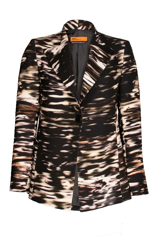 Black Print High Button Classic Jacket 9246