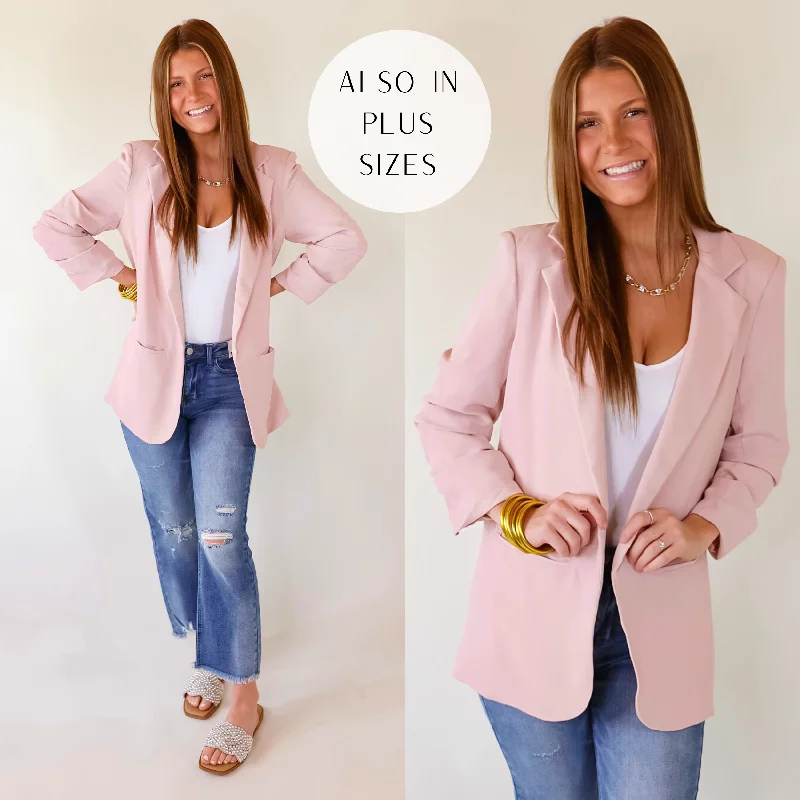 No Bad Angle Blazer With Pockets in Blush Pink