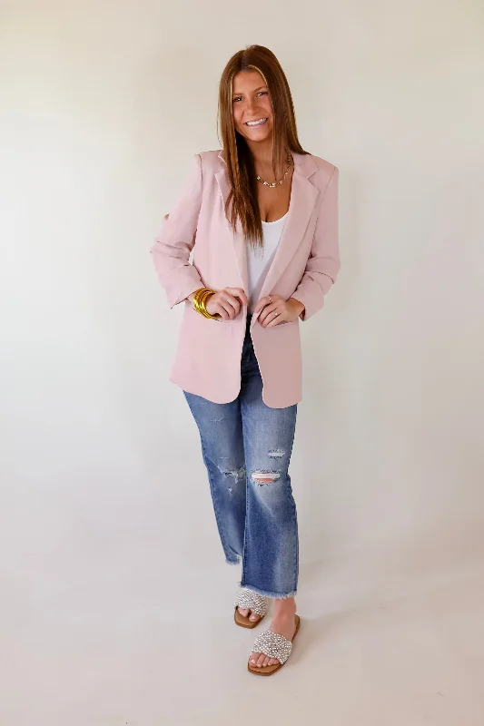 No Bad Angle Blazer With Pockets in Blush Pink