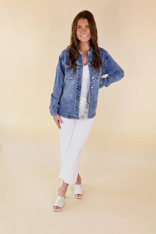 Judy Blue | Feeling Refreshed Button Up Denim Shacket in Medium Wash