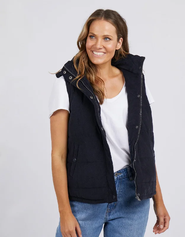 Cord Puffer Vest - Dark Sapphire