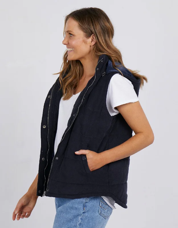 Cord Puffer Vest - Dark Sapphire