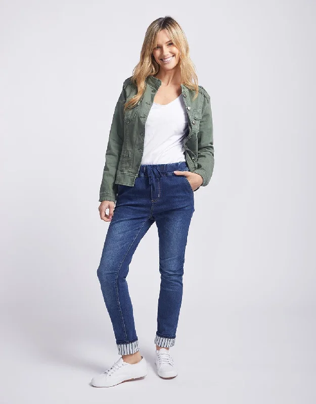 Military Denim Jacket - Khaki