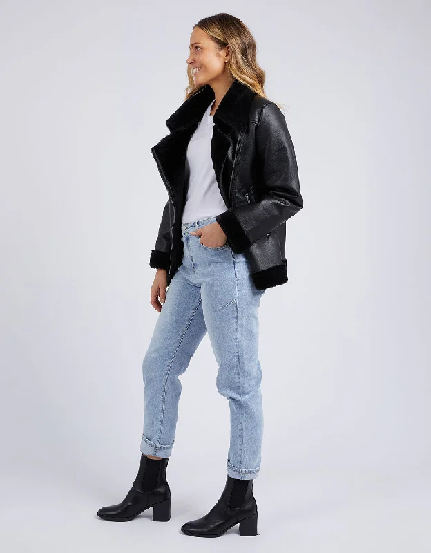 Moto Shearling Jacket - Black