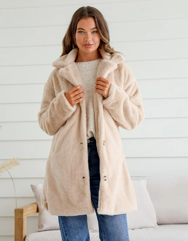 Teddy Faux Fur Jacket - Beige