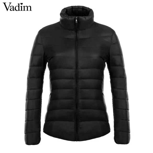 Vadim candy colors Ultra Light duck down coats basic winter jacket women Slim solid stand collar long sleeve outerwear ZC073