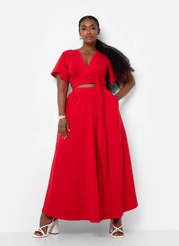 Big Risk Maxi Skater Skirt W. Pockets - Red