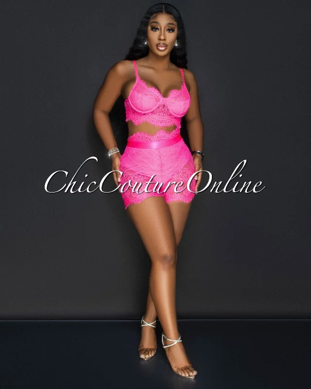 essien-hot-pink-black-lace-bustier-shorts-set