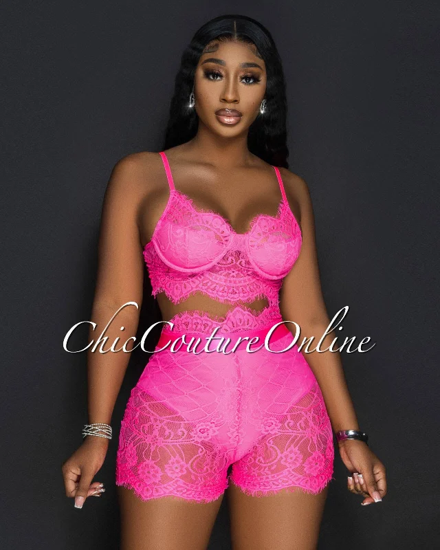 essien-hot-pink-black-lace-bustier-shorts-set