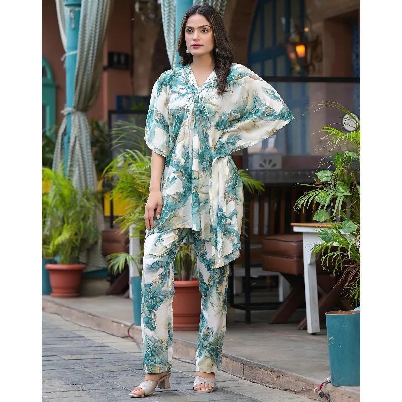 green-foil-printed-rayon-kaftan-co-ord-set