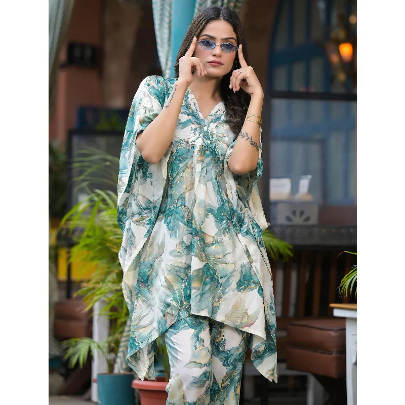 green-foil-printed-rayon-kaftan-co-ord-set