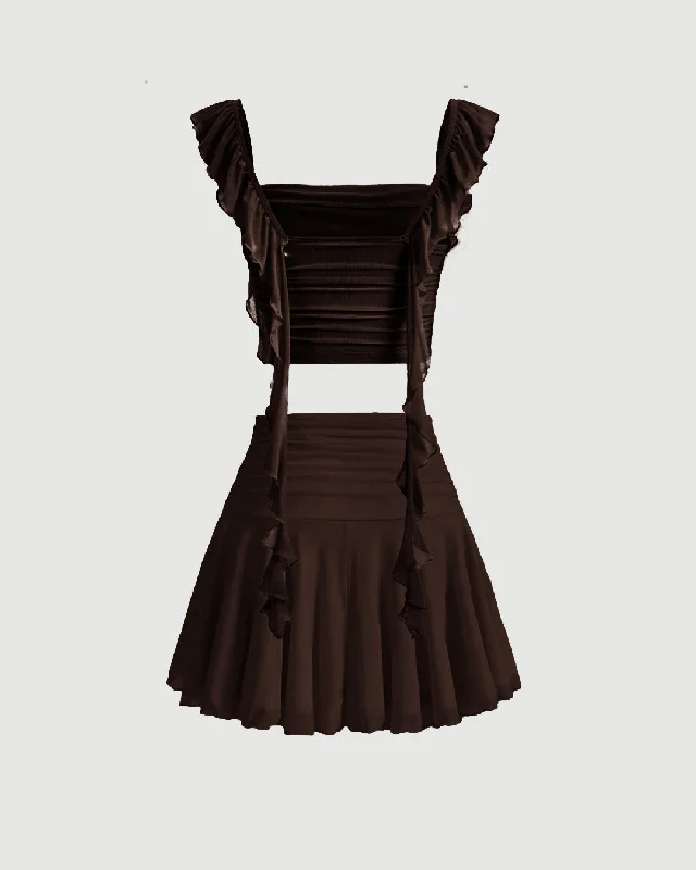 ruffle-crop-top-with-aesthetic-pleated-high-waist-coco-brown-mini-skirts