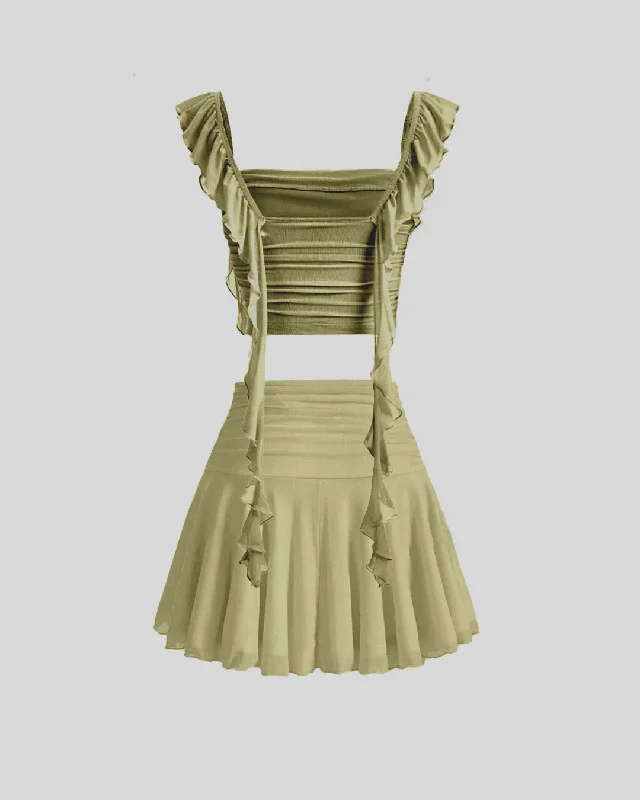 ruffle-crop-top-with-aesthetic-pleated-high-waist-herbal-green-mini-skirts