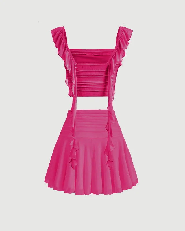 ruffle-crop-top-with-aesthetic-pleated-high-waist-hot-pink-mini-skirts