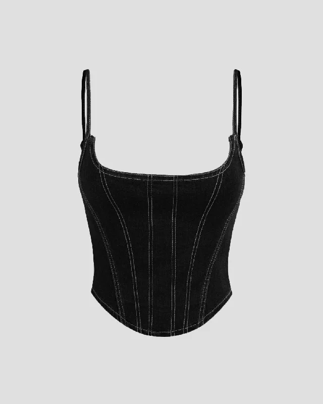 set-of-two-corset-style-crop-top-contrast-stitch-womens-cargo-in-black