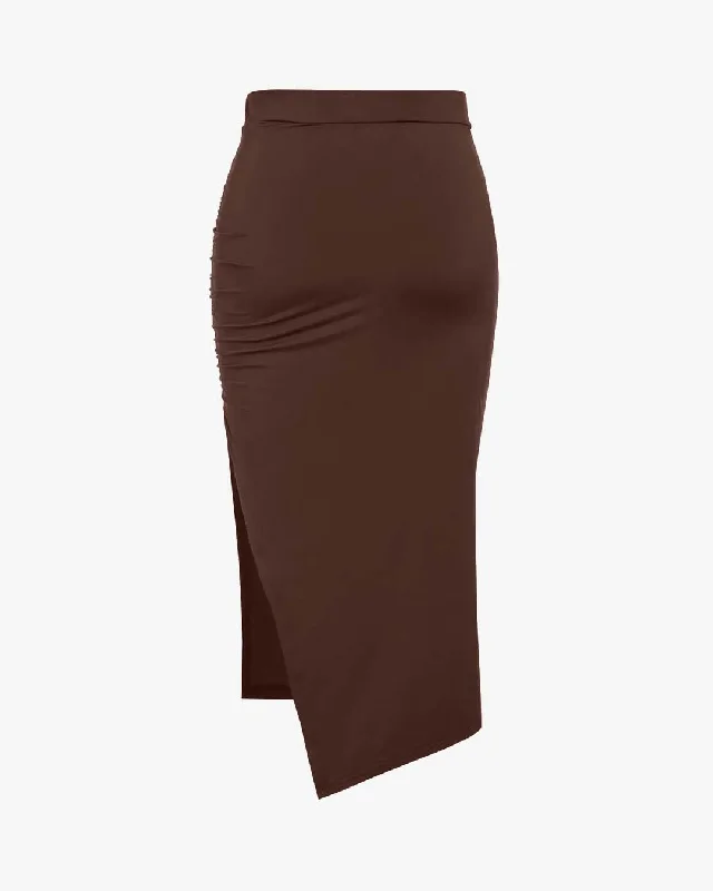 set-of-two-crop-top-with-high-waisted-side-split-skirt-in-brown