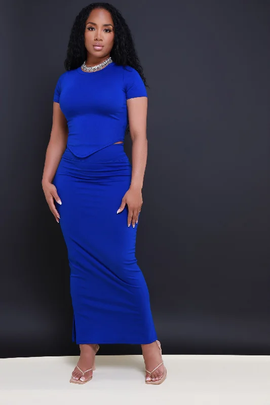 stay-humble-short-sleeve-maxi-skirt-set-royal-blue