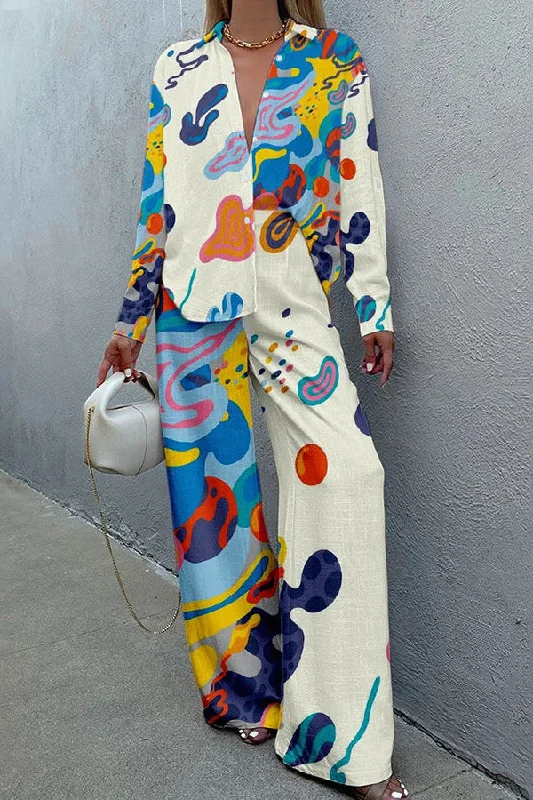 stunning-art-print-buttoned-wide-leg-pant-suit