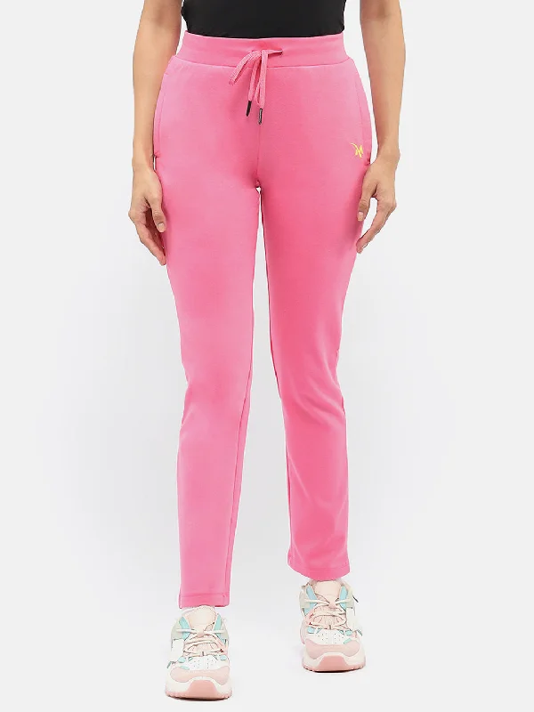 Madame Solid Hot Pink Track Pants