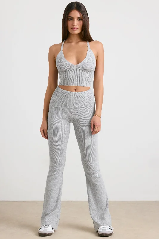 petite-knit-kick-flare-trousers-heather-grey