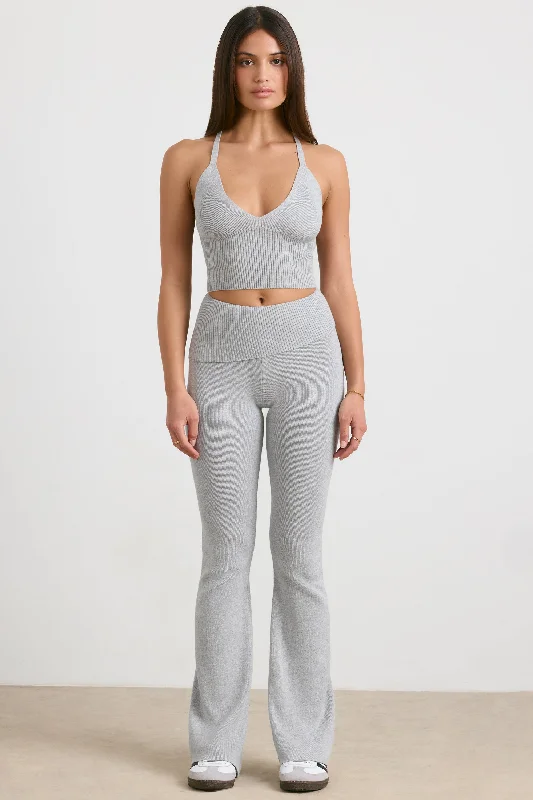 petite-knit-kick-flare-trousers-heather-grey