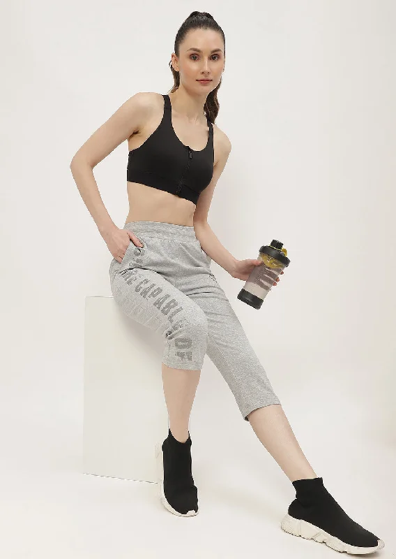 Msecret Typography Grey Elasticated Waist Capri