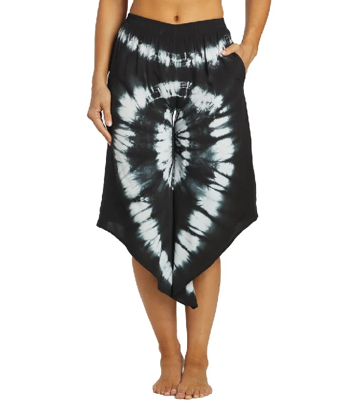 Yak & Yeti Tie Dye Cropped Bohemian Style Pants Black