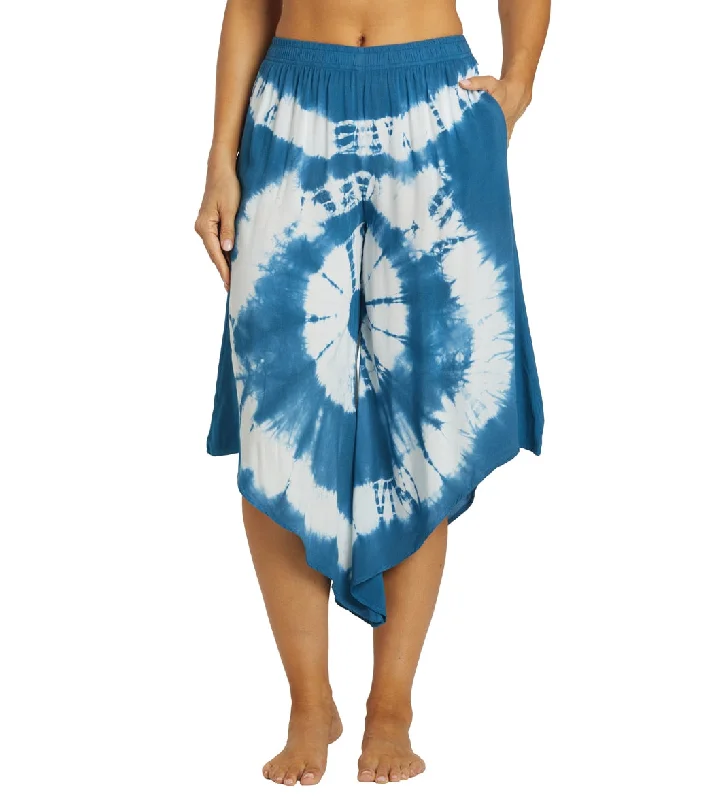 Yak & Yeti Tie Dye Cropped Bohemian Style Pants Blue