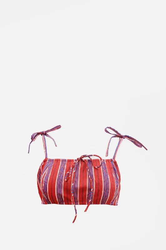 Karmen Ruche Bralet Multi Stripe Red