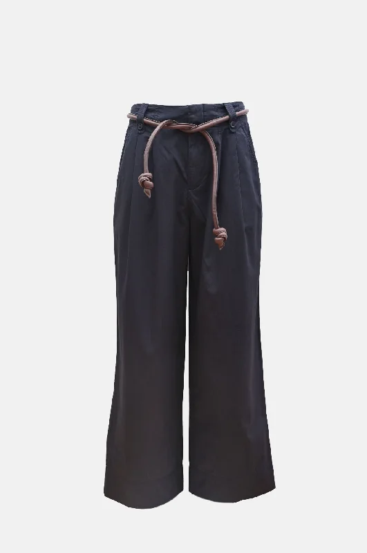 Samaka Garment Dye Pants W/Belt Navy