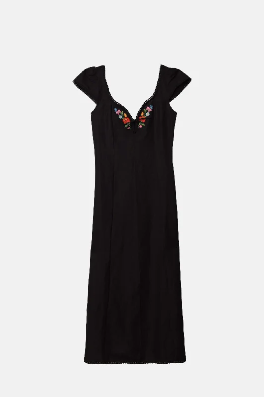 Tahlee Dress Bouquet Embroidery Black