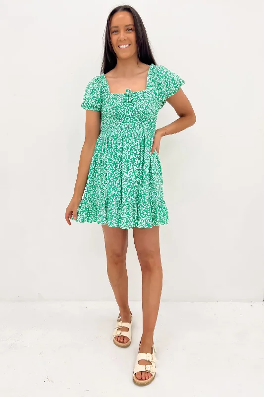 Amalfi Shirred Dress Green