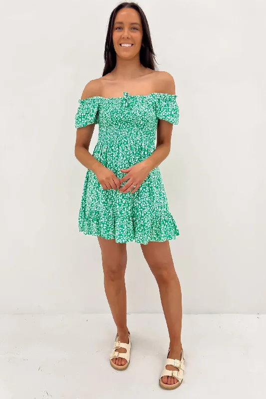 Amalfi Shirred Dress Green