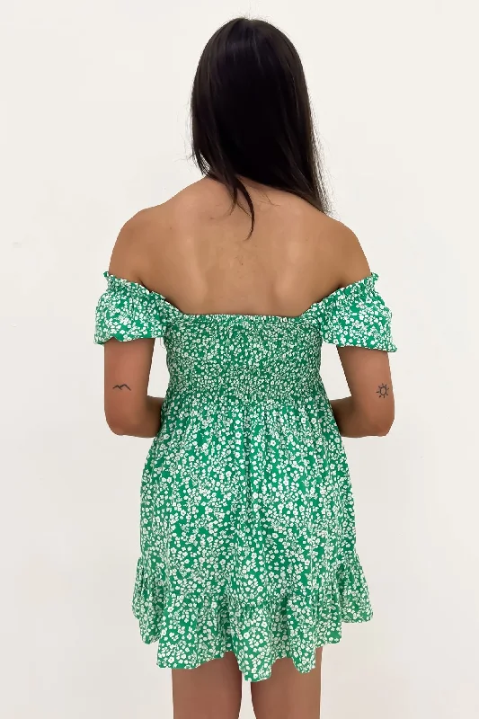 Amalfi Shirred Dress Green