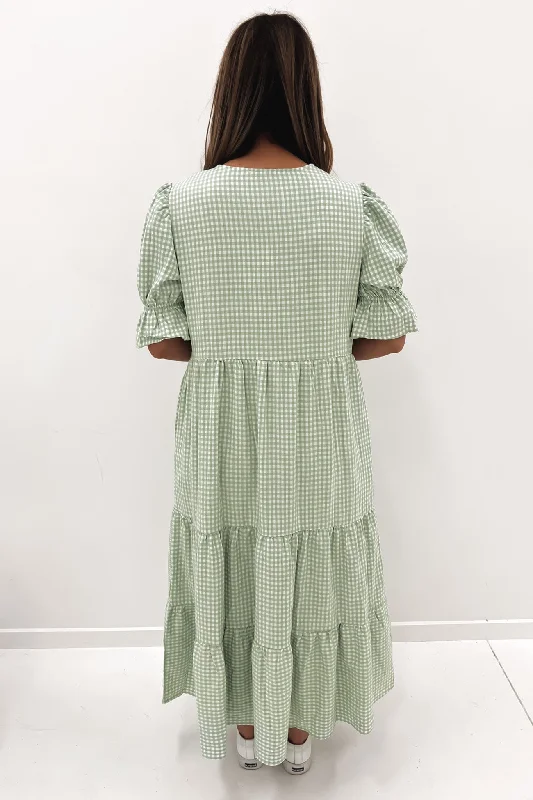 Asha Maxi Dress Sage Check