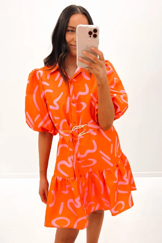 Ayden Mini Dress Orange Pink