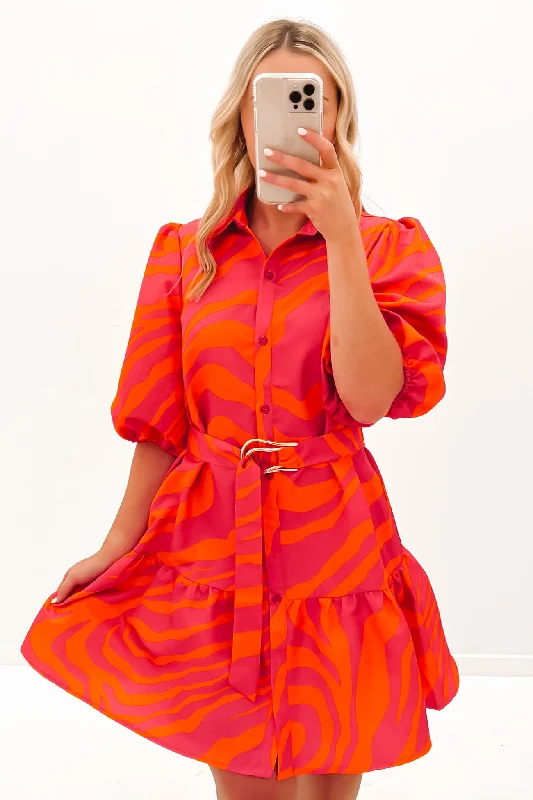 Ayden Mini Dress Zebra Pink Orange