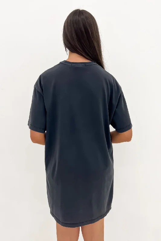 Banner Tee Dress Washed Black