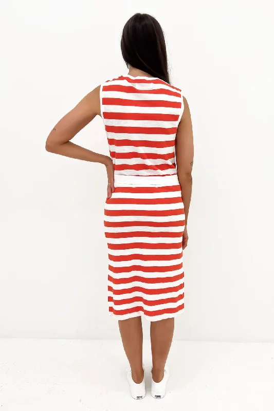 Bondi Dress Stripe Spicy Orange White Stripe