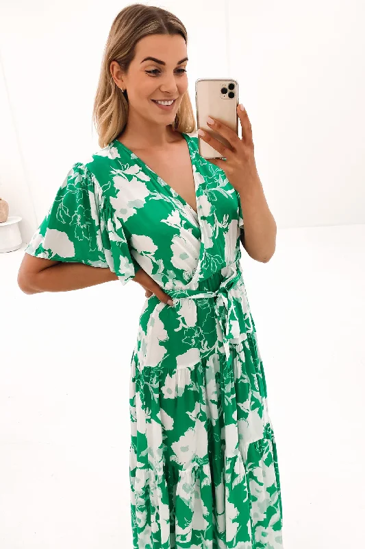 Cartah Maxi Dress Green Floral