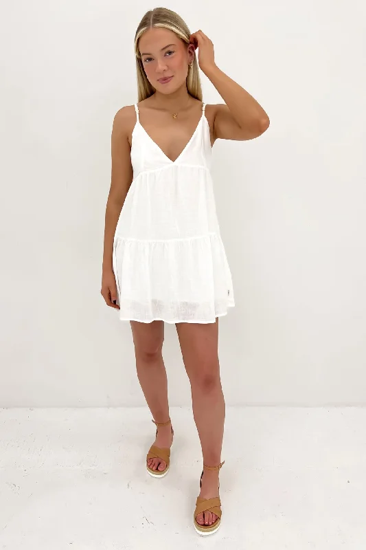 Classic Tiered Mini Dress White