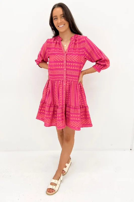 Felicity Mini Dress Hot Pink Orange