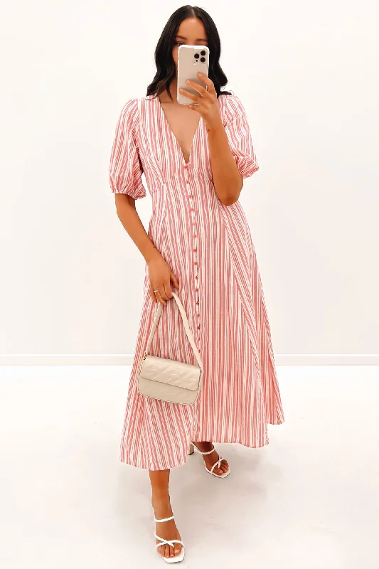 Hudson Midi Dress Pink Stripe