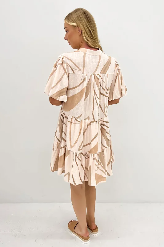 Jalia Mini Dress Beige Leaf