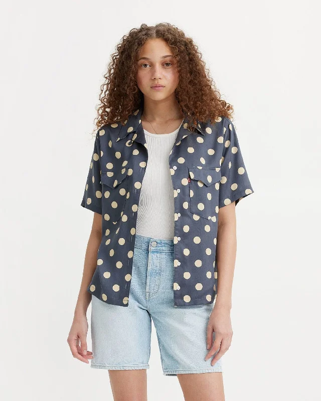 Levi's® Womens Ember S/S Bowling Shirt - Annie Dot Navy Smoke