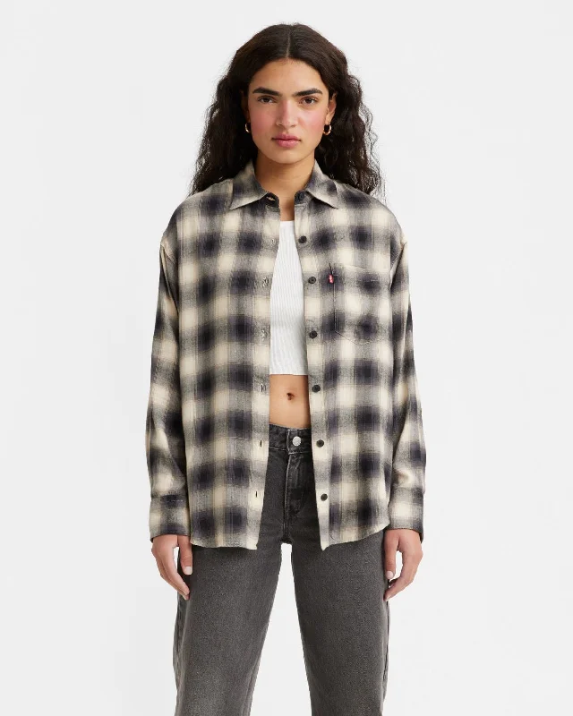 Levi's® Womens Nola Oversized Shirt - James Plaid Blackened Pearl