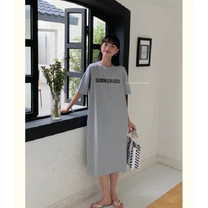 NiDELL Korean Style Summer Little Fresh Casual Dress Women plus Size Loose Western Style Mid-Length All-Matching Fresh T-shirt Skirt