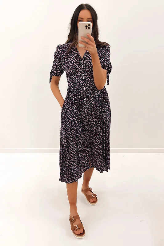 Ren Midi Dress Navy Floral