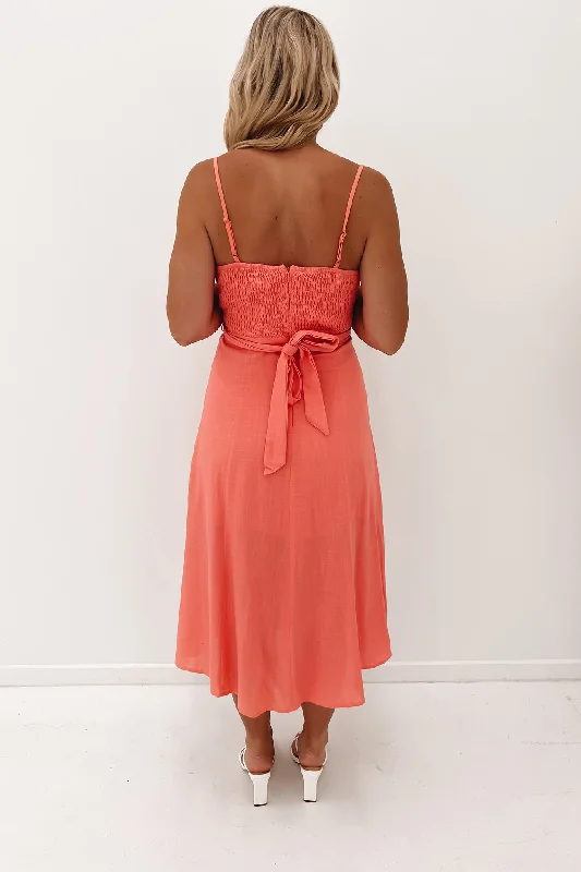 Valentina Midi Dress Coral