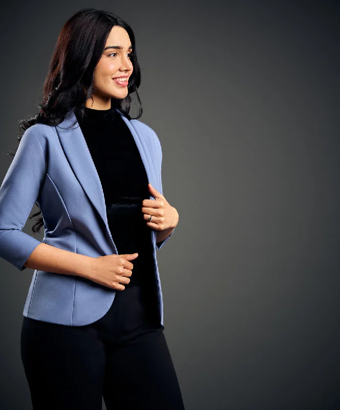 3/4 Sleeve Light Blue Office Blazer